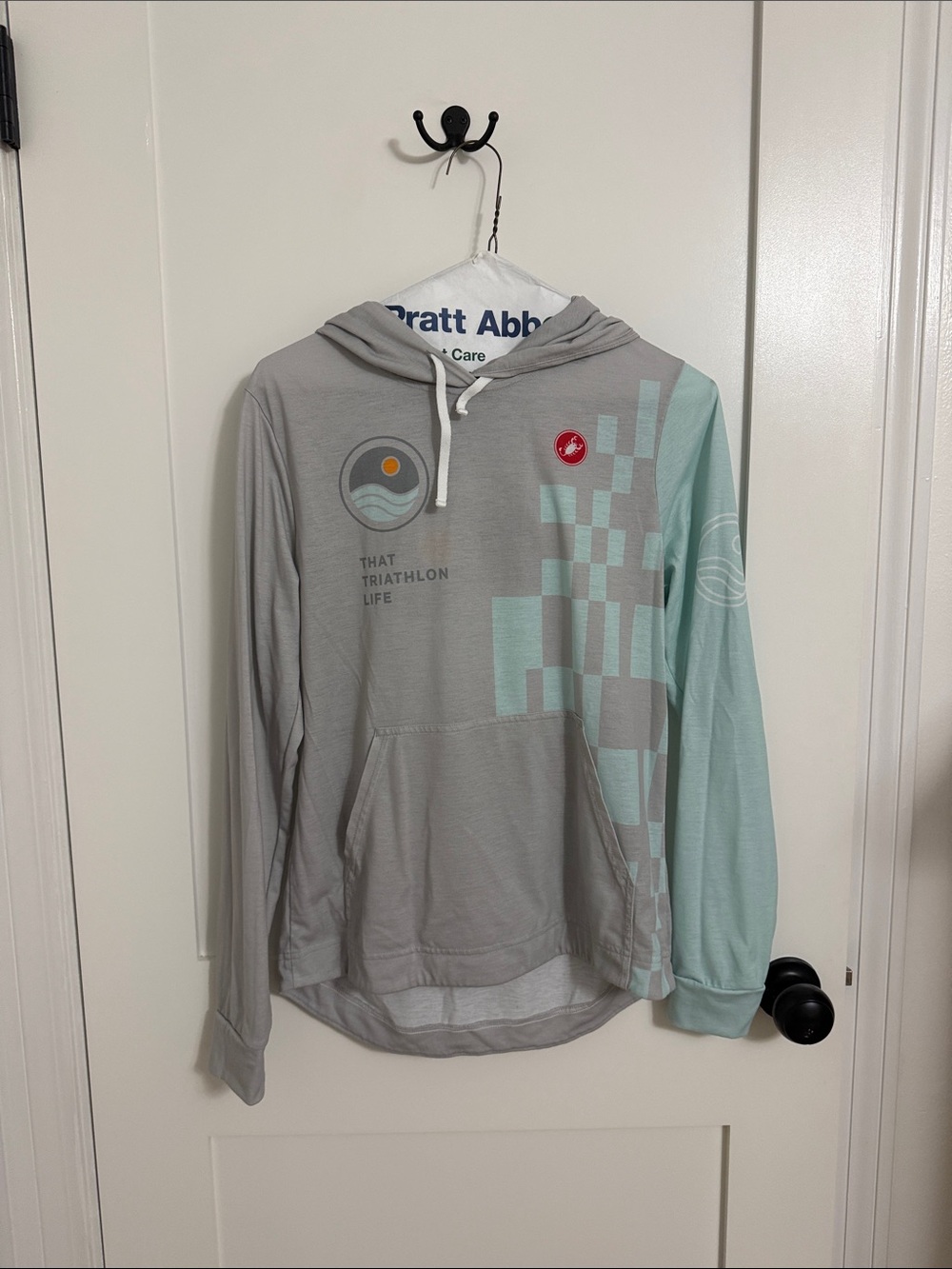 That Triathlon Life Women’s Gray & Mint Lightweight Hooded Pullover